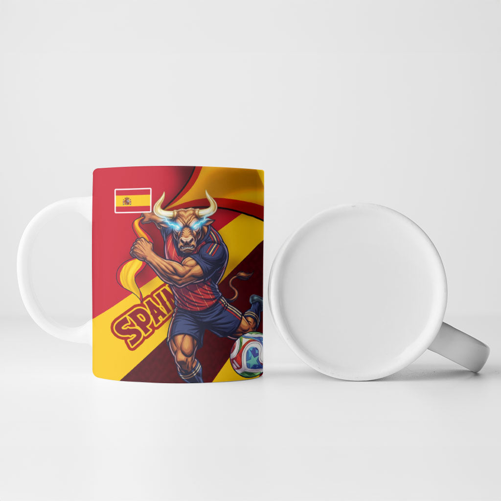 Personalized Spain Football Ceramic Mug Spanish Soccer Team Flag Bull Mascot