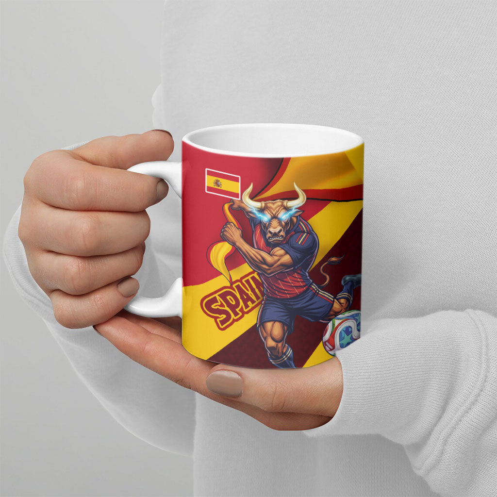 Personalized Spain Football Ceramic Mug Spanish Soccer Team Flag Bull Mascot