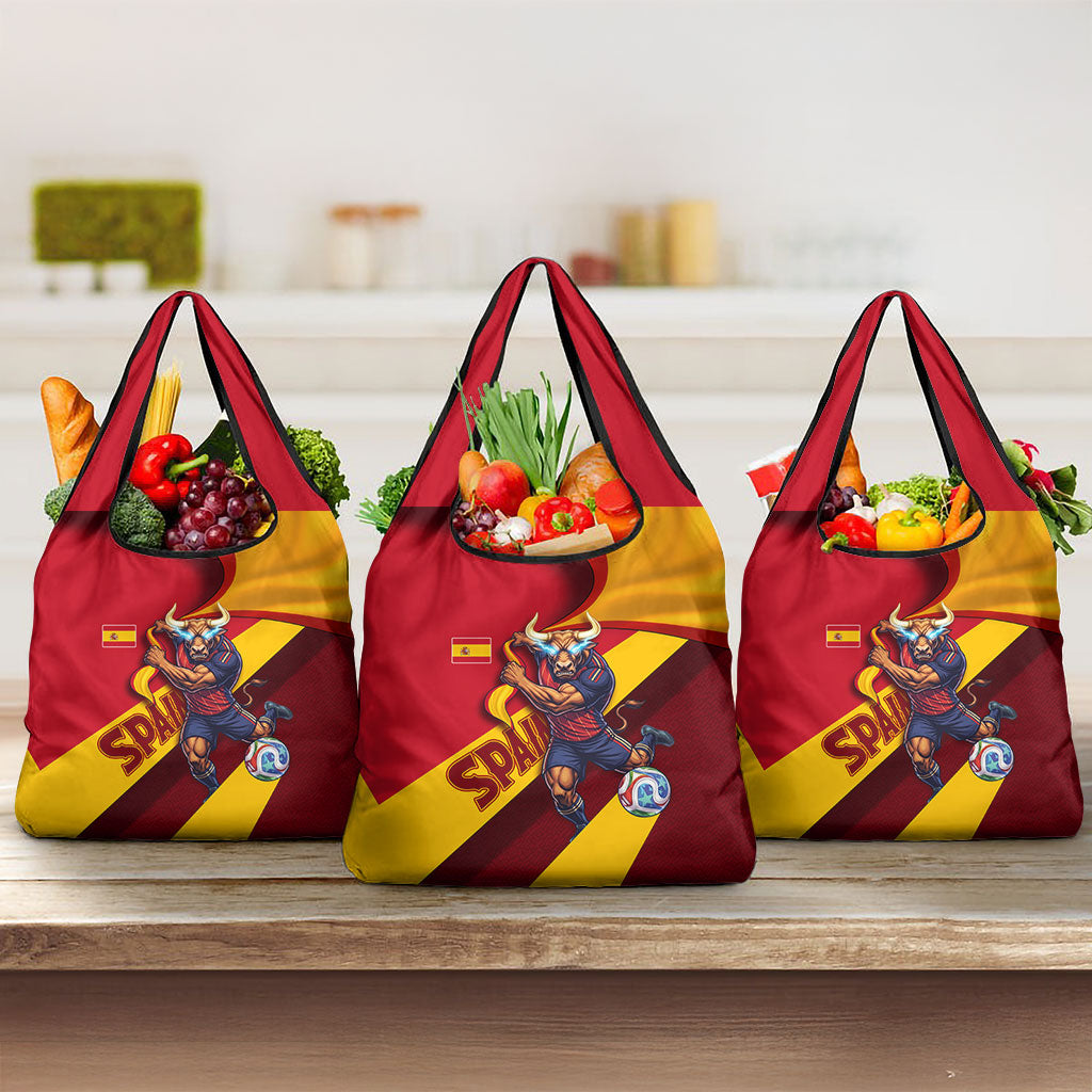 Spain Football Grocery Bag Spanish Soccer Team Flag Bull Mascot