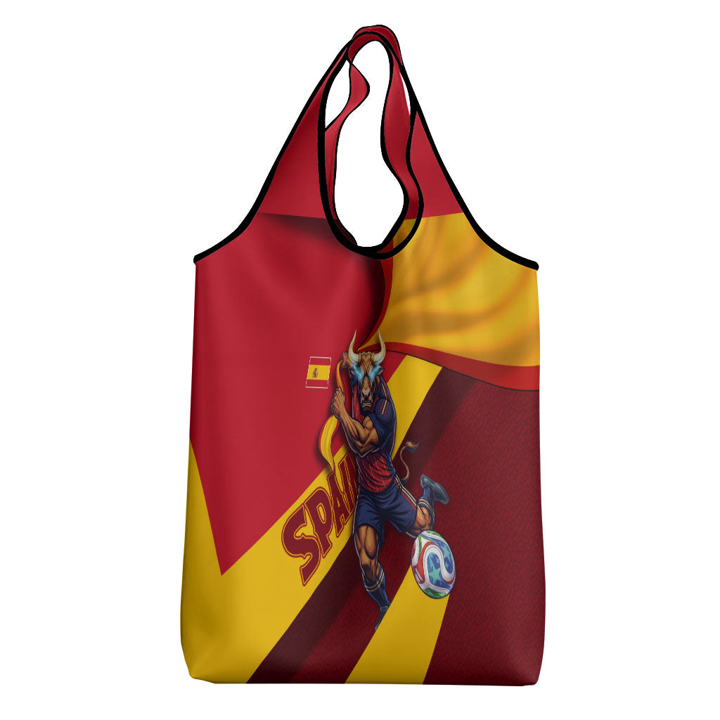 Spain Football Grocery Bag Spanish Soccer Team Flag Bull Mascot