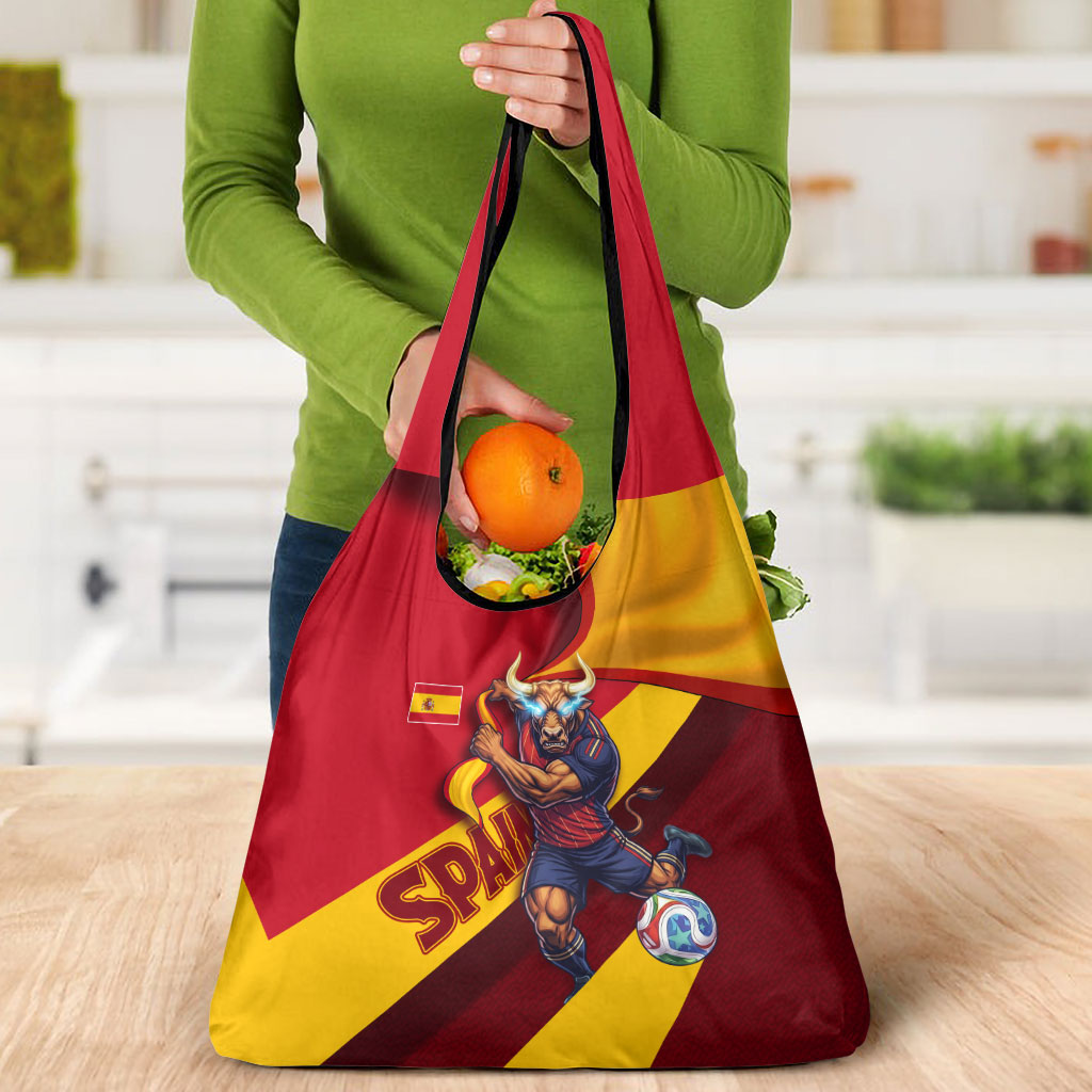 Spain Football Grocery Bag Spanish Soccer Team Flag Bull Mascot