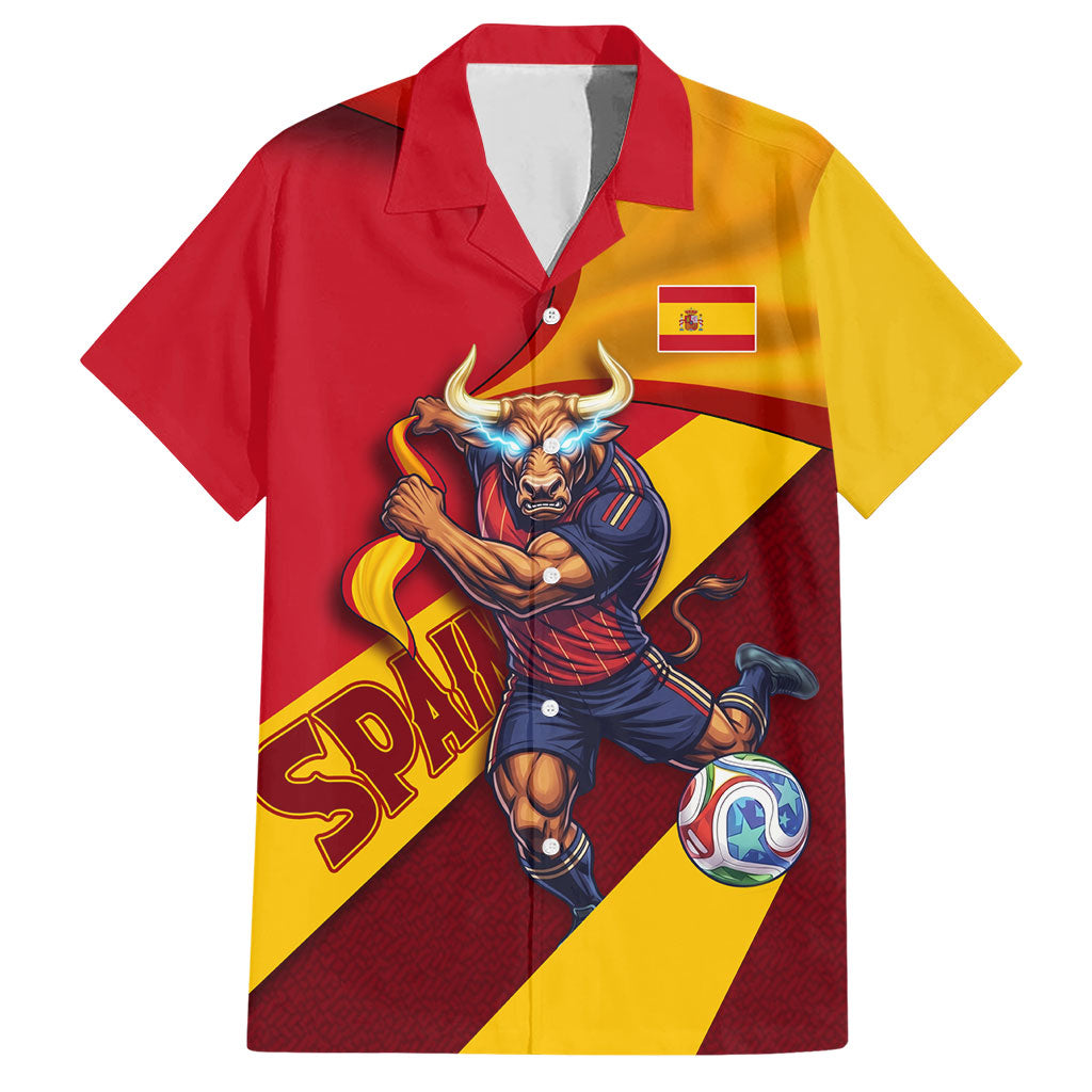 Personalized Spain Football Hawaiian Shirt Spanish Soccer Team Flag Bull Mascot