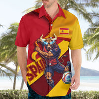 Personalized Spain Football Hawaiian Shirt Spanish Soccer Team Flag Bull Mascot