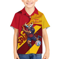 Personalized Spain Football Hawaiian Shirt Spanish Soccer Team Flag Bull Mascot
