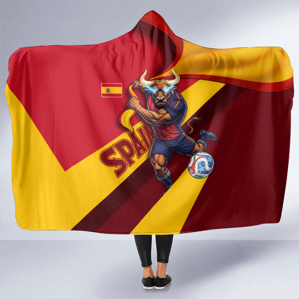 Spain Football Hooded Blanket Spanish Soccer Team Flag Bull Mascot