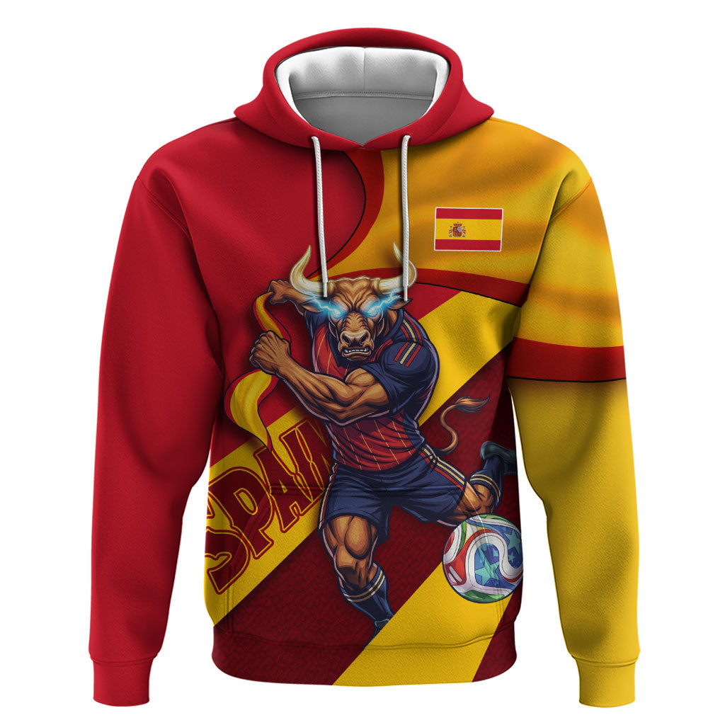 Personalized Spain Football Hoodie Spanish Soccer Team Flag Bull Mascot