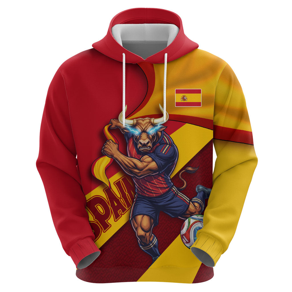 Personalized Spain Football Hoodie Spanish Soccer Team Flag Bull Mascot