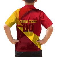 Personalized Spain Football Kid Hawaiian Shirt Spanish Soccer Team Flag Bull Mascot