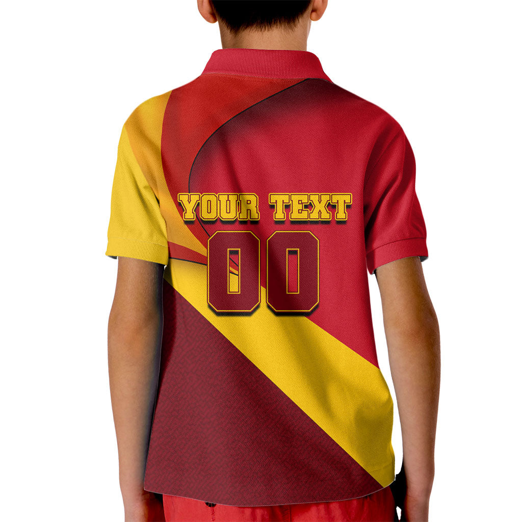 Personalized Spain Football Kid Polo Shirt Spanish Soccer Team Flag Bull Mascot