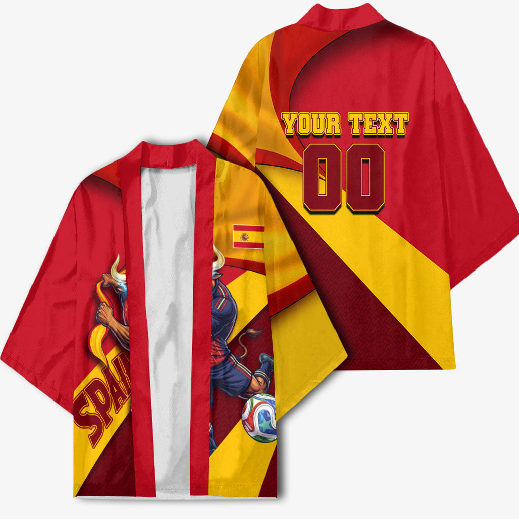 Personalized Spain Football Kimono Spanish Soccer Team Flag Bull Mascot