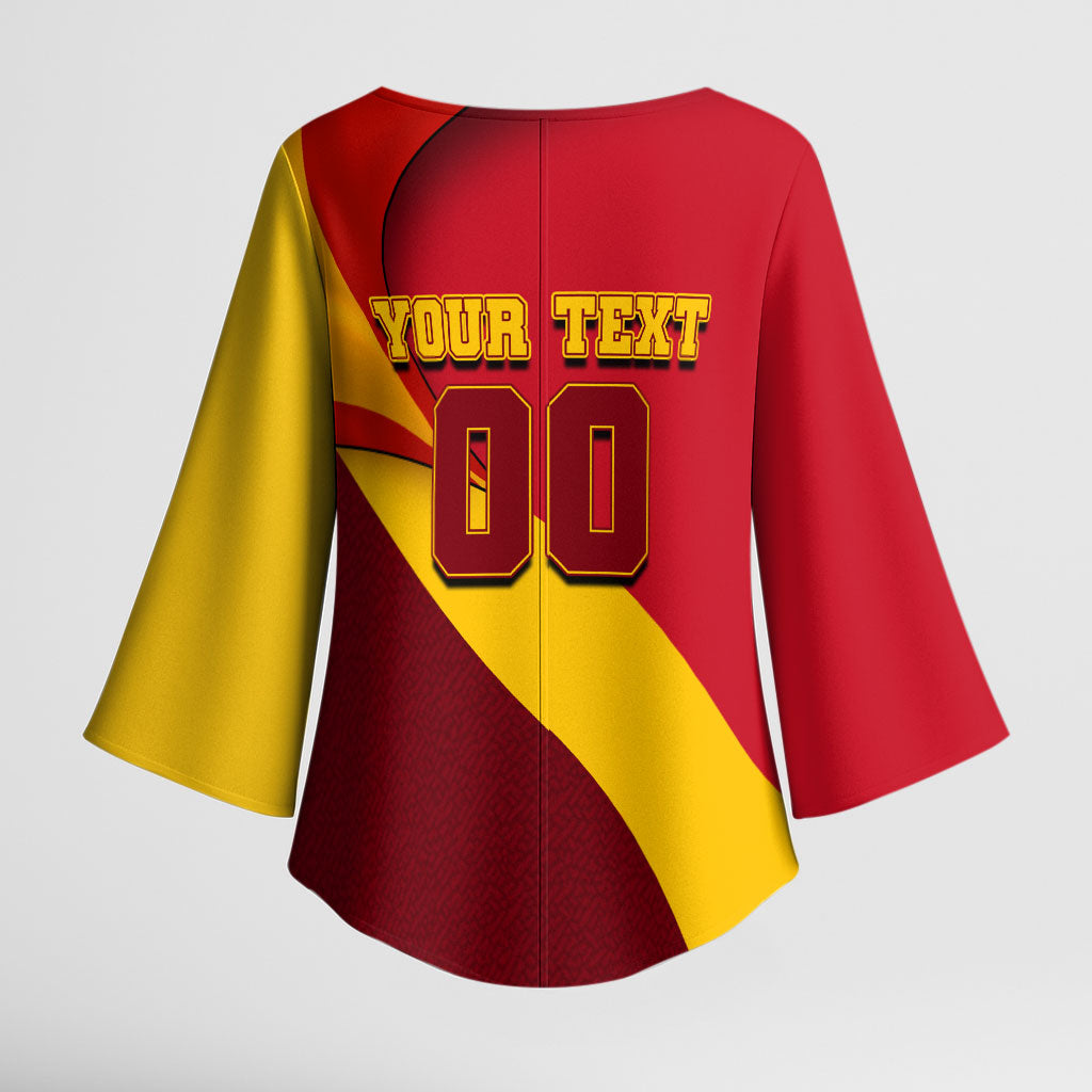 Personalized Spain Football Kimono Sleeve Blouse Spanish Soccer Team Flag Bull Mascot