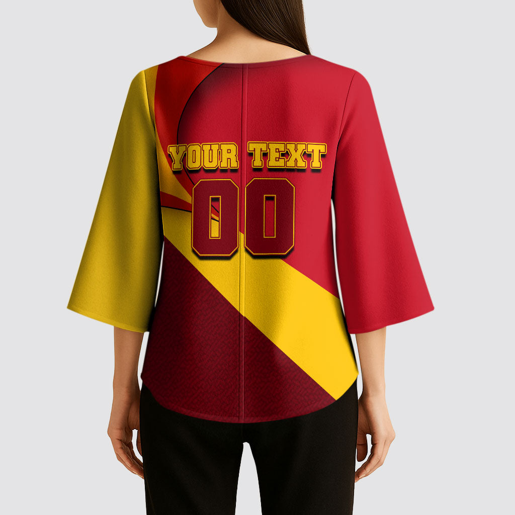 Personalized Spain Football Kimono Sleeve Blouse Spanish Soccer Team Flag Bull Mascot