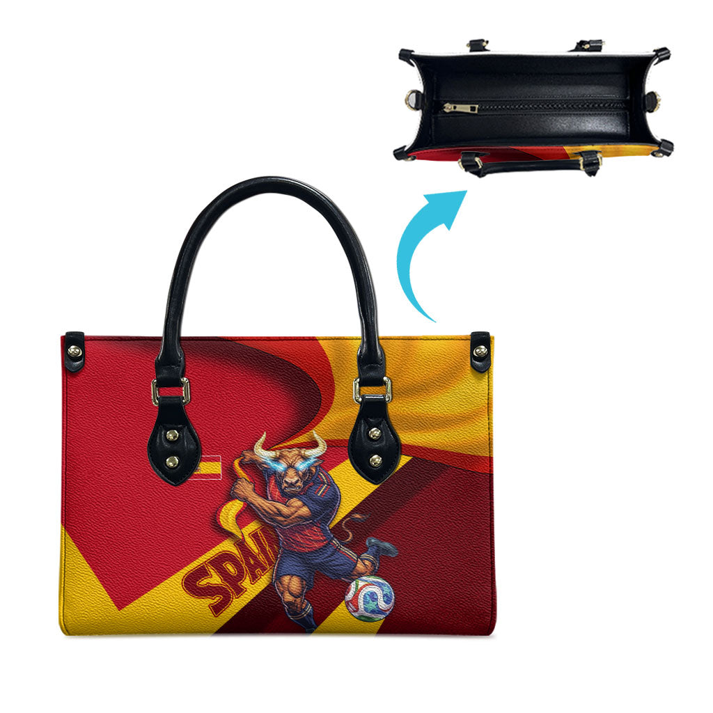 Spain Football Leather Bag Spanish Soccer Team Flag Bull Mascot