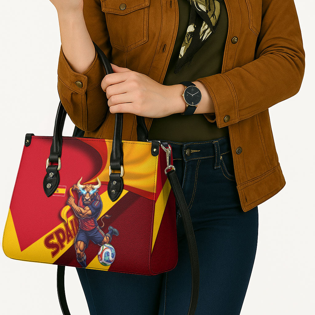 Spain Football Leather Bag Spanish Soccer Team Flag Bull Mascot