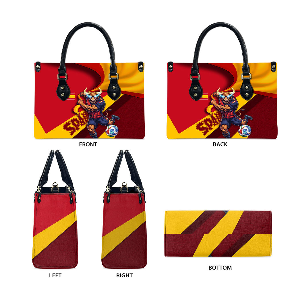 Spain Football Leather Bag Spanish Soccer Team Flag Bull Mascot