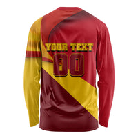 Personalized Spain Football Long Sleeve Shirt Spanish Soccer Team Flag Bull Mascot