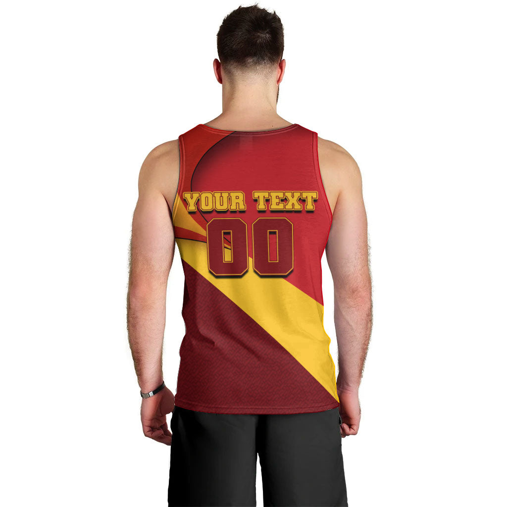 Personalized Spain Football Men Tank Top Spanish Soccer Team Flag Bull Mascot