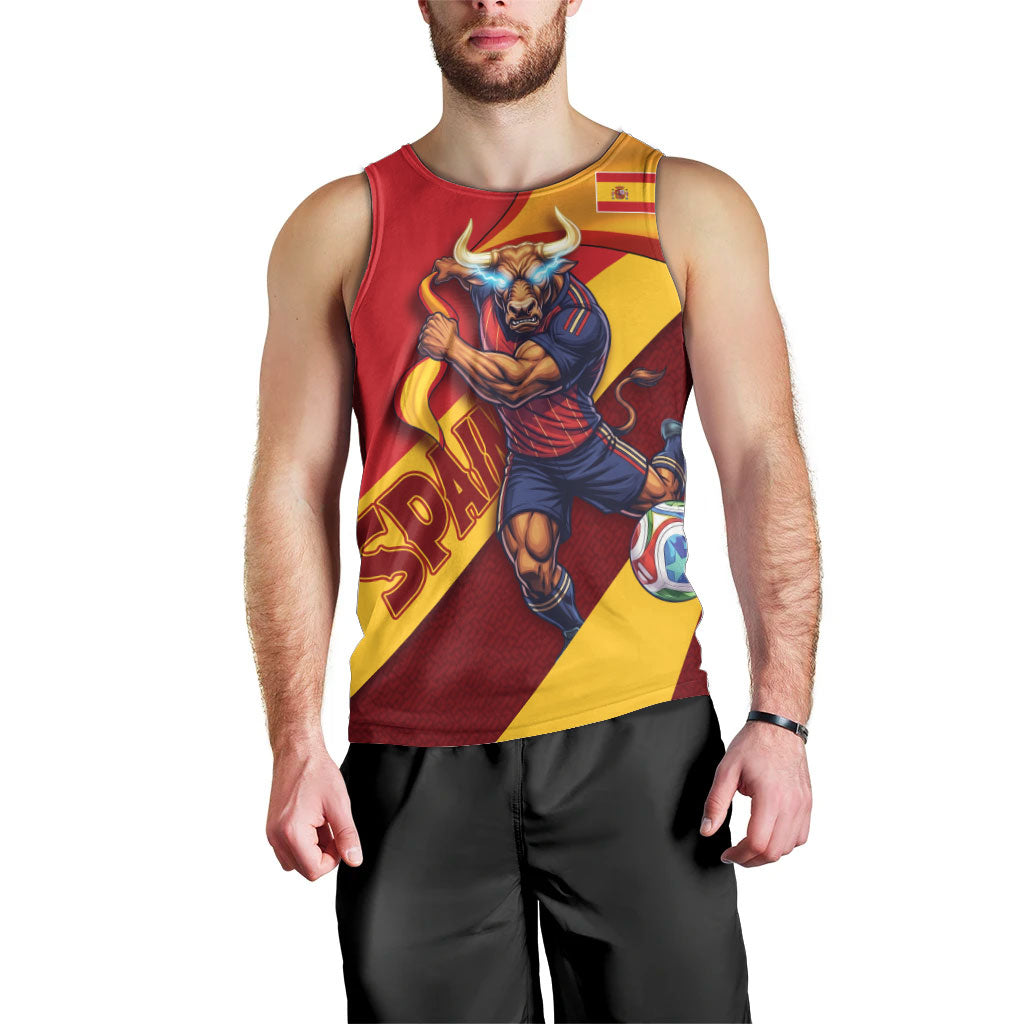 Personalized Spain Football Men Tank Top Spanish Soccer Team Flag Bull Mascot