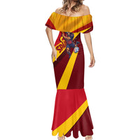 Personalized Spain Football Mermaid Dress Spanish Soccer Team Flag Bull Mascot