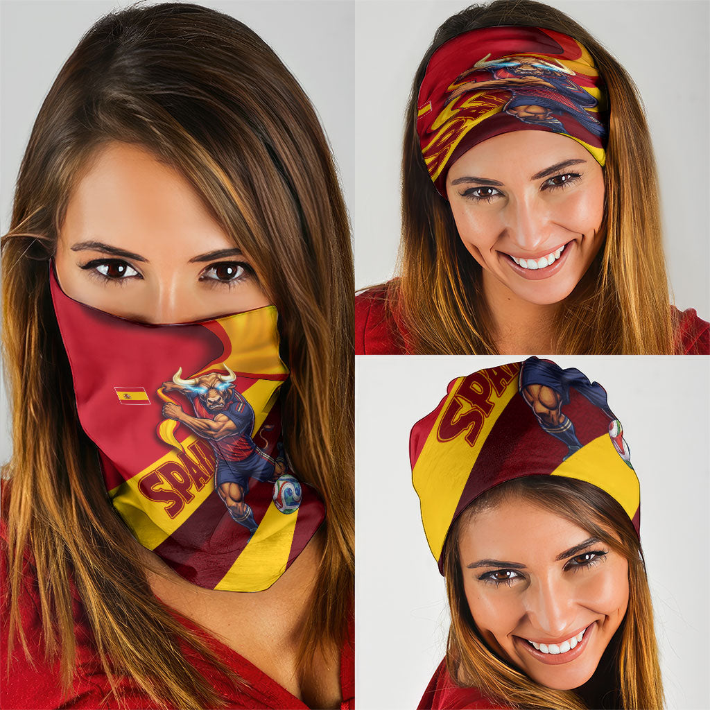 Spain Football Neck Gaiter Spanish Soccer Team Flag Bull Mascot