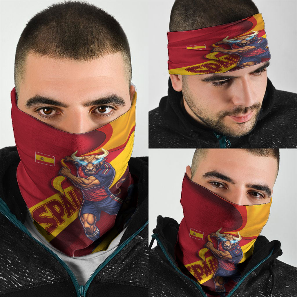 Spain Football Neck Gaiter Spanish Soccer Team Flag Bull Mascot