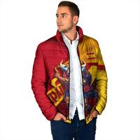 Personalized Spain Football Padded Jacket Spanish Soccer Team Flag Bull Mascot