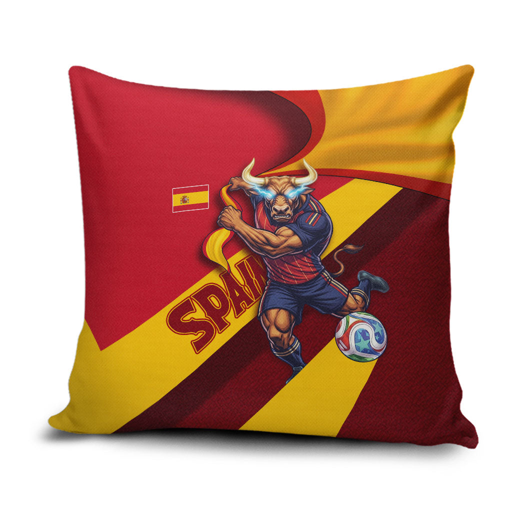 Spain Football Pillow Cover Spanish Soccer Team Flag Bull Mascot