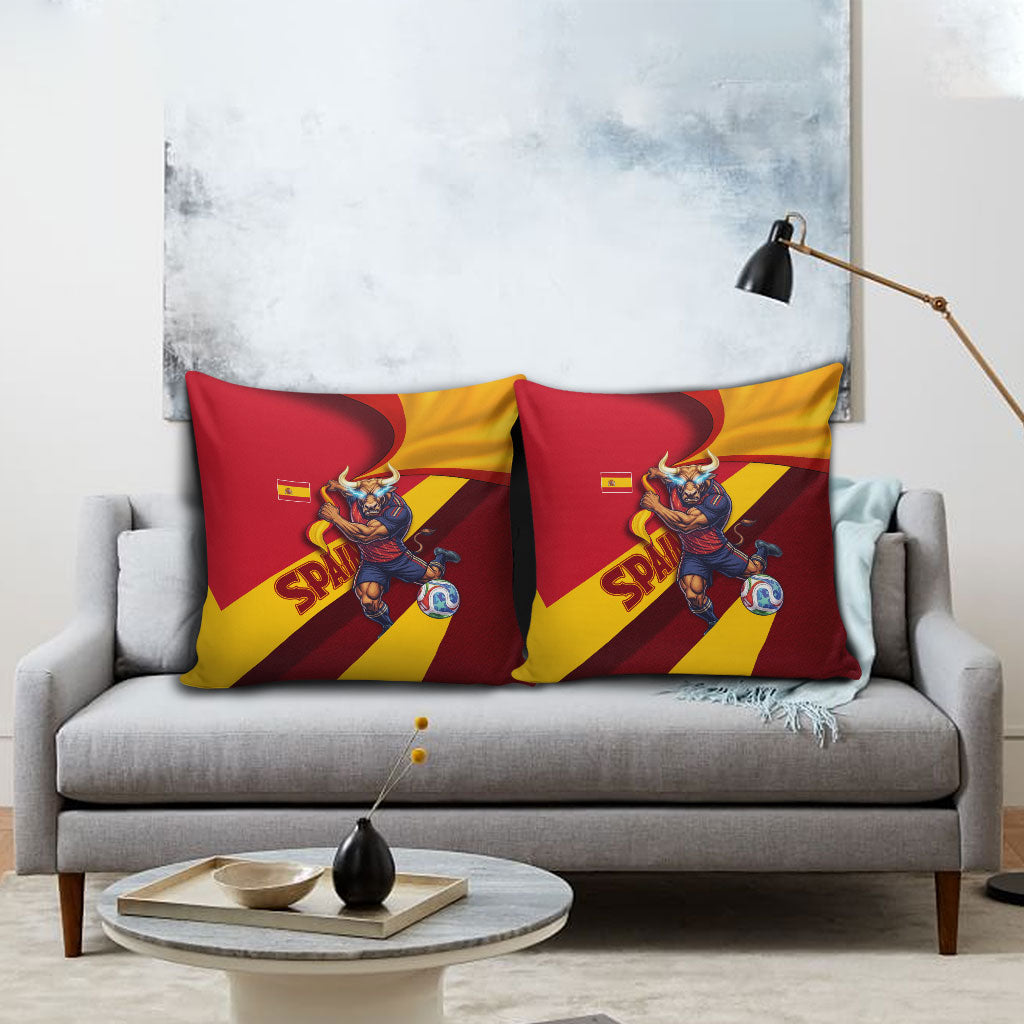 Spain Football Pillow Cover Spanish Soccer Team Flag Bull Mascot