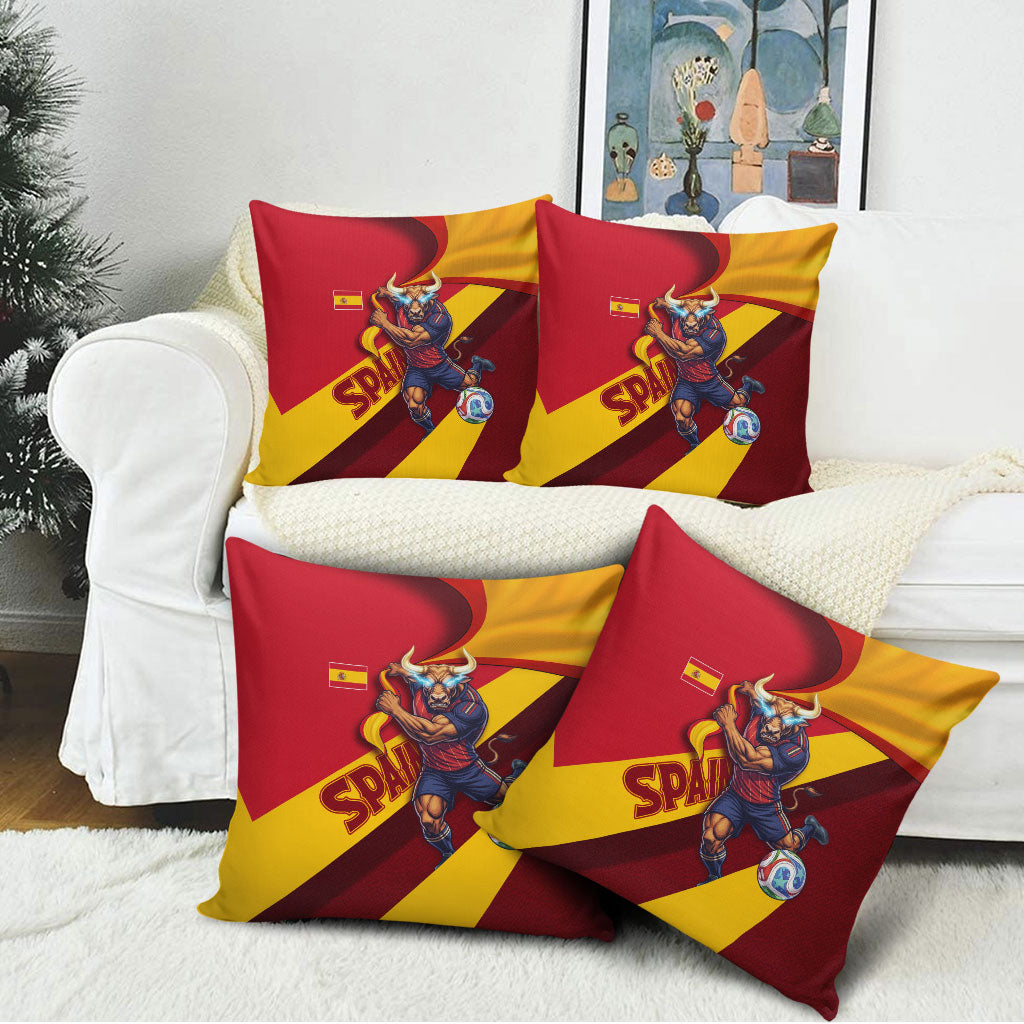 Spain Football Pillow Cover Spanish Soccer Team Flag Bull Mascot