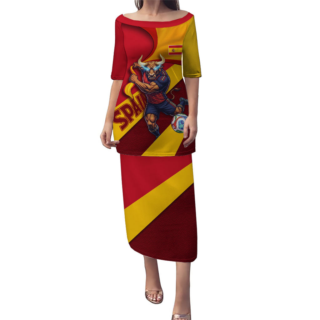 Personalized Spain Football Puletasi Spanish Soccer Team Flag Bull Mascot