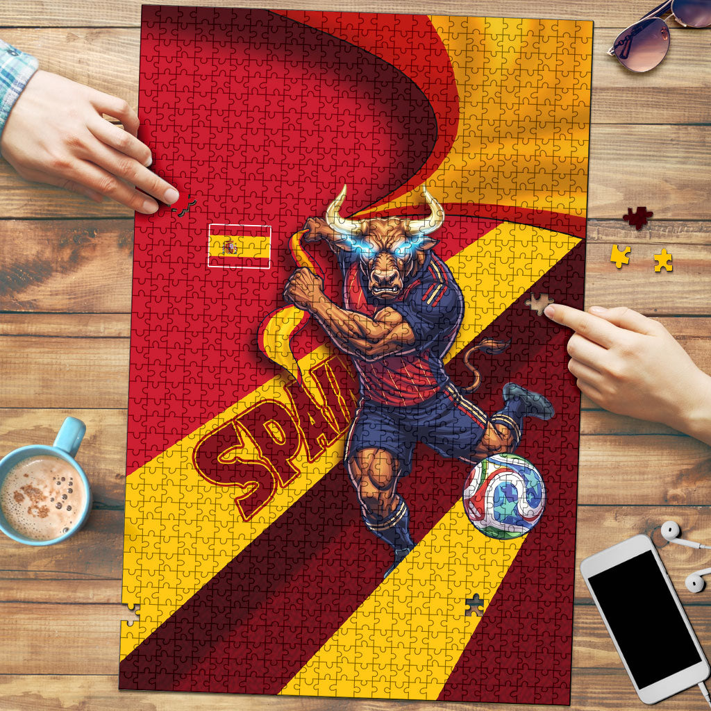 Spain Football Puzzle Spanish Soccer Team Flag Bull Mascot
