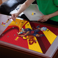 Spain Football Puzzle Spanish Soccer Team Flag Bull Mascot
