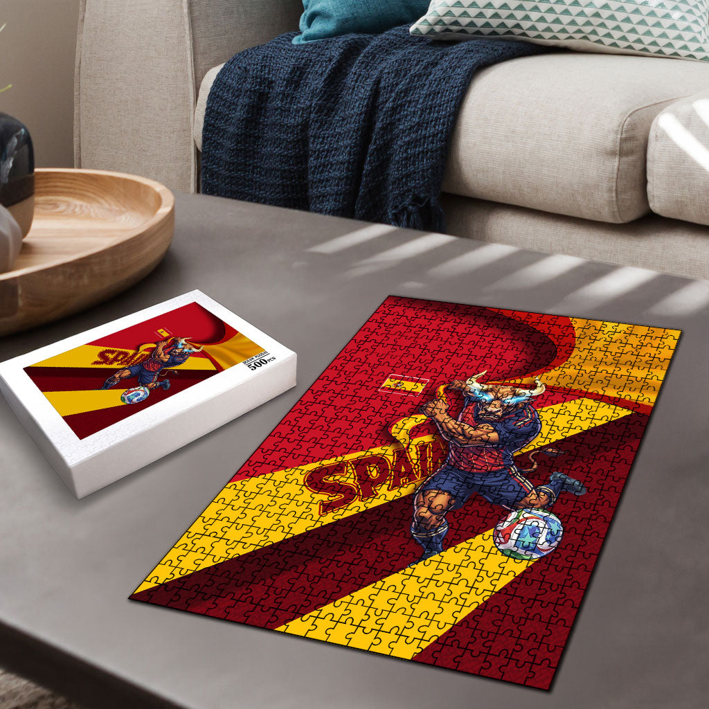 Spain Football Puzzle Spanish Soccer Team Flag Bull Mascot