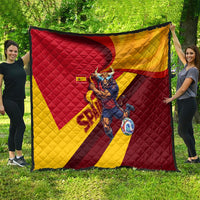 Spain Football Quilt Spanish Soccer Team Flag Bull Mascot