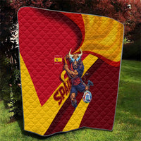 Spain Football Quilt Spanish Soccer Team Flag Bull Mascot