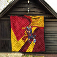 Spain Football Quilt Spanish Soccer Team Flag Bull Mascot