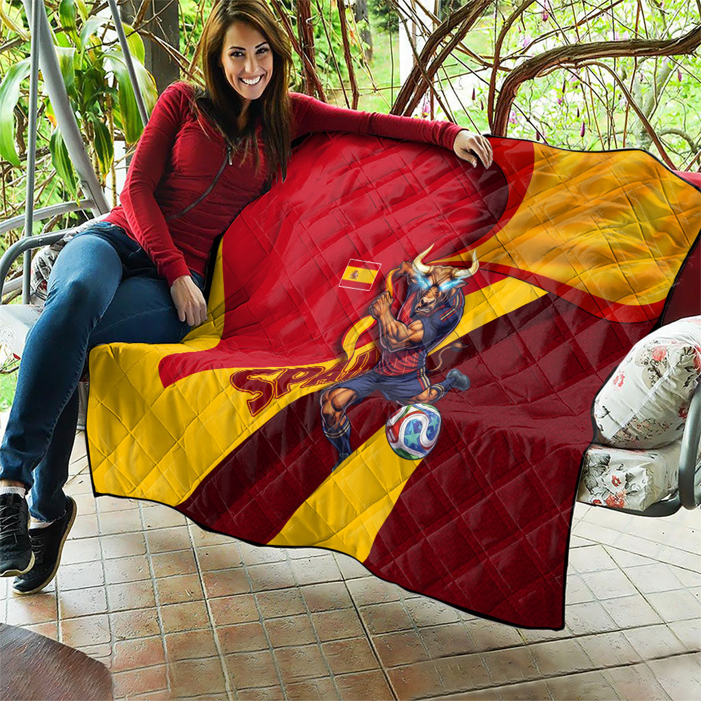 Spain Football Quilt Spanish Soccer Team Flag Bull Mascot