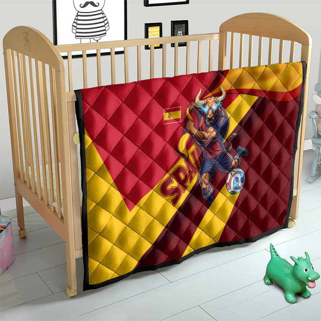 Spain Football Quilt Spanish Soccer Team Flag Bull Mascot