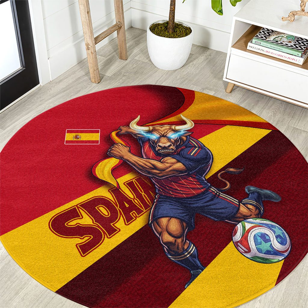 Spain Football Round Carpet Spanish Soccer Team Flag Bull Mascot