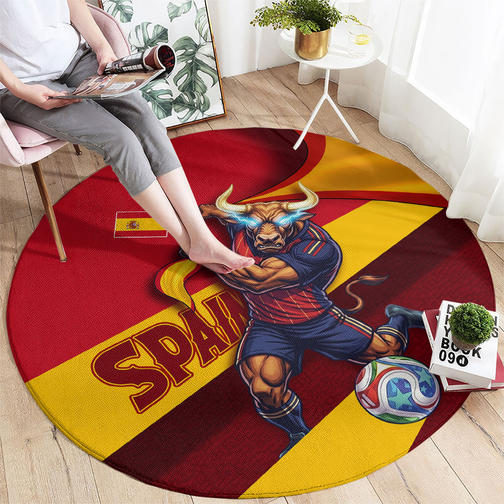 Spain Football Round Carpet Spanish Soccer Team Flag Bull Mascot