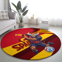 Spain Football Round Carpet Spanish Soccer Team Flag Bull Mascot