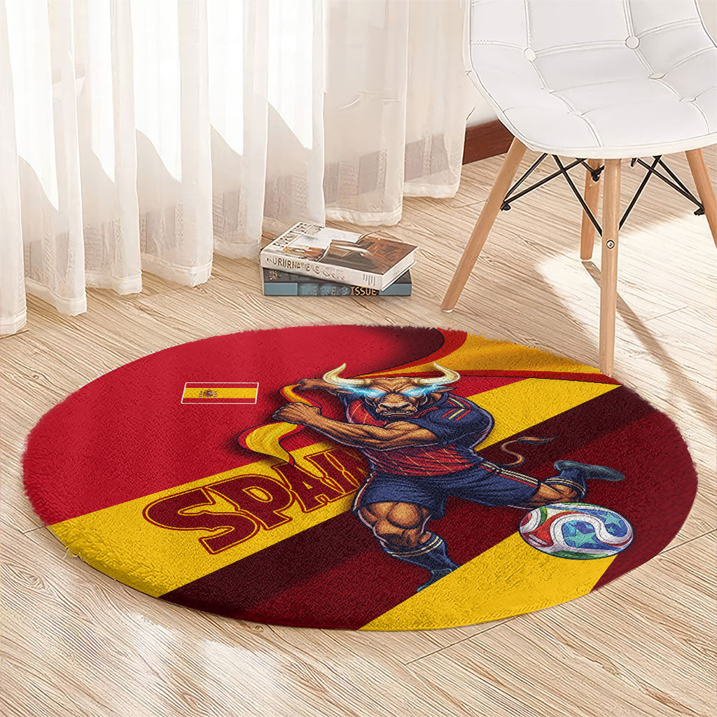 Spain Football Round Carpet Spanish Soccer Team Flag Bull Mascot