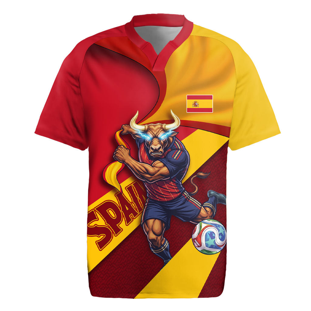 Personalized Spain Football Rugby Jersey Spanish Soccer Team Flag Bull Mascot