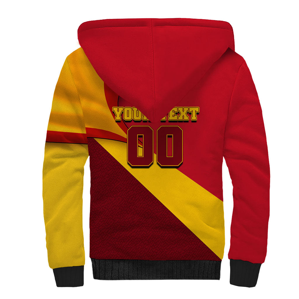 Personalized Spain Football Sherpa Hoodie Spanish Soccer Team Flag Bull Mascot