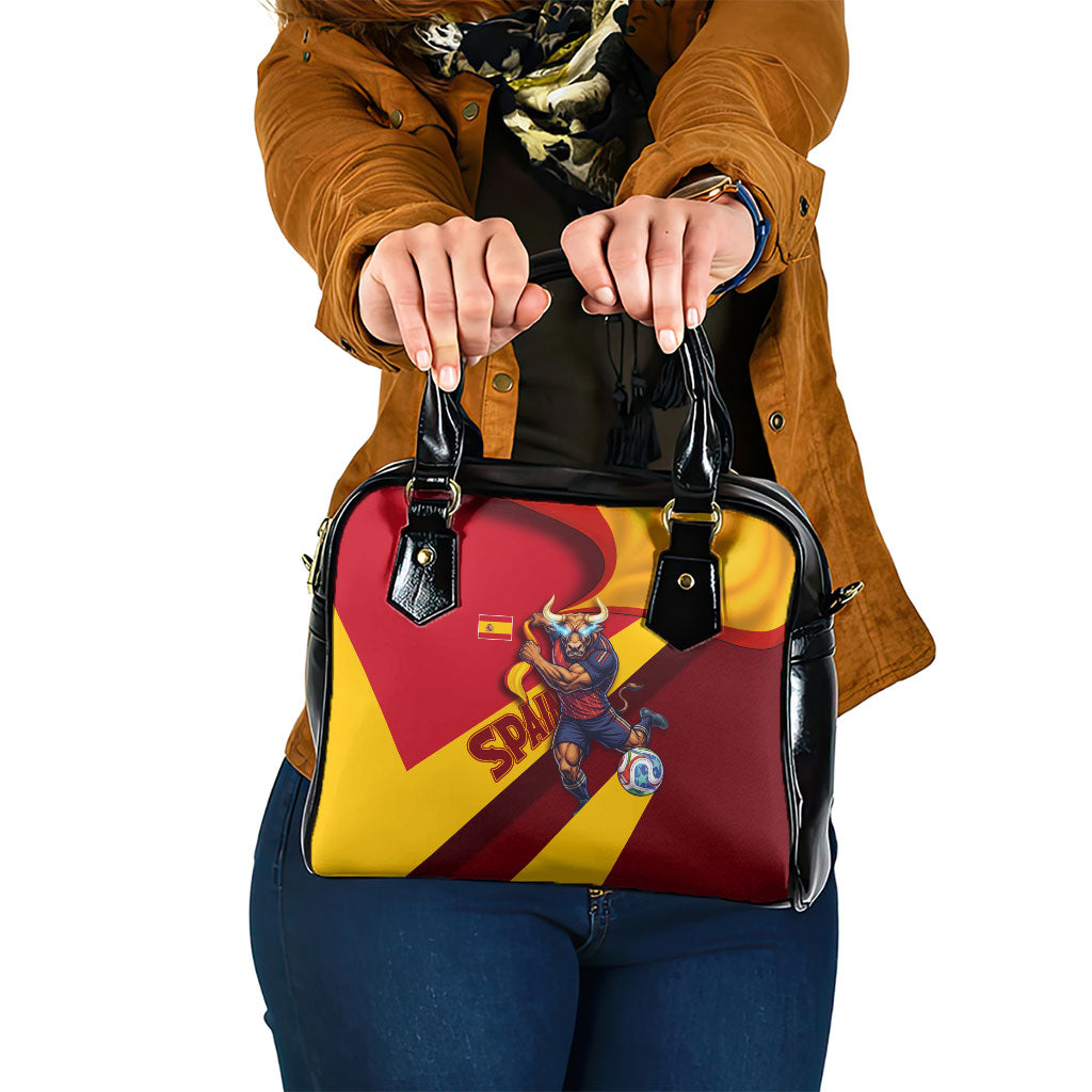 Spain Football Shoulder Handbag Spanish Soccer Team Flag Bull Mascot