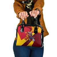 Spain Football Shoulder Handbag Spanish Soccer Team Flag Bull Mascot