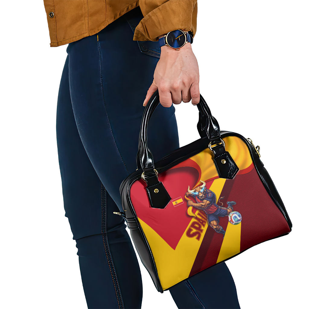 Spain Football Shoulder Handbag Spanish Soccer Team Flag Bull Mascot