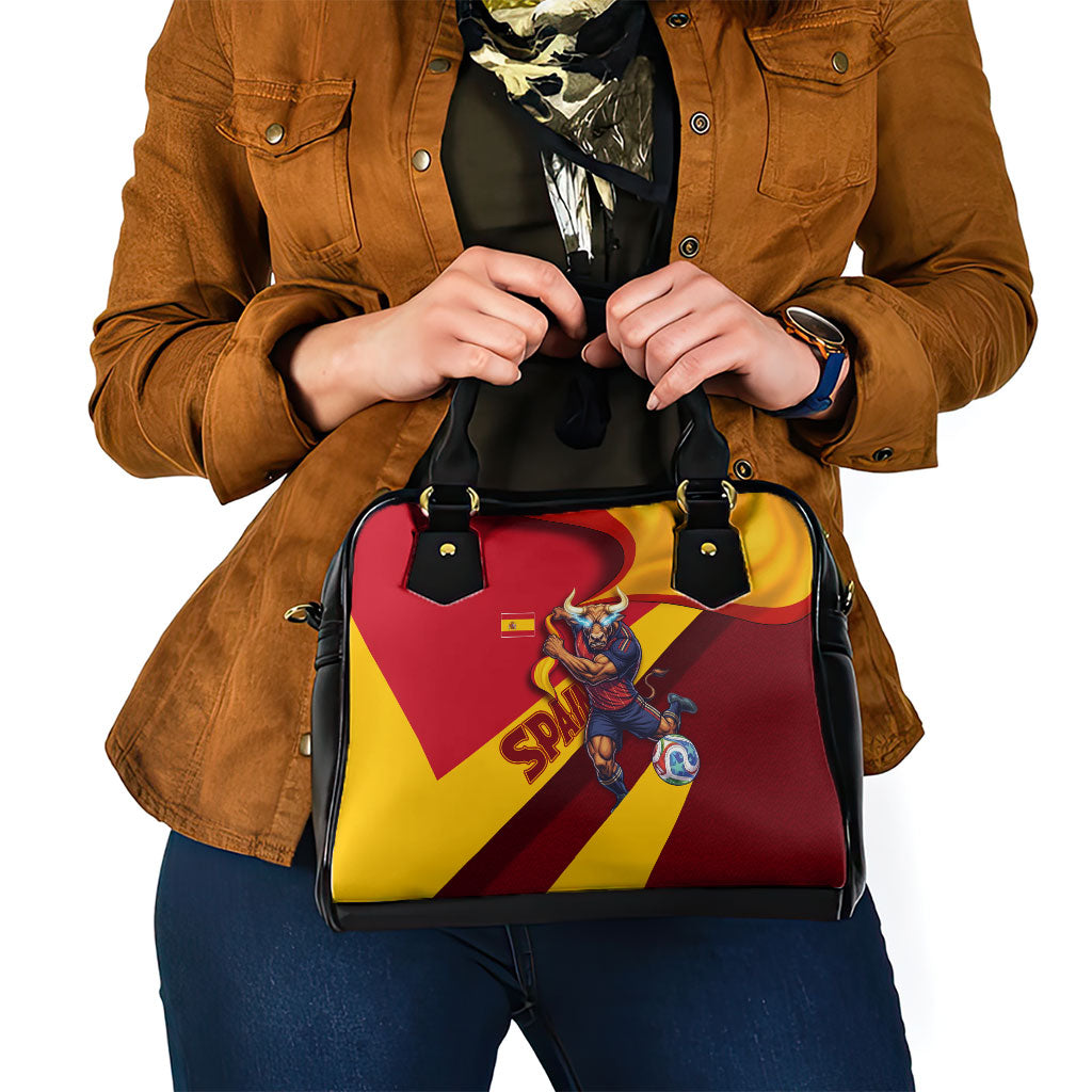 Spain Football Shoulder Handbag Spanish Soccer Team Flag Bull Mascot