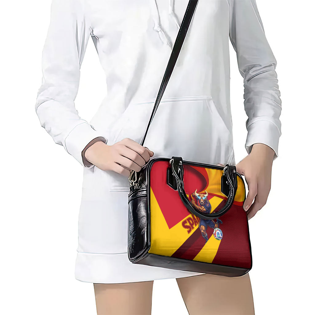 Spain Football Shoulder Handbag Spanish Soccer Team Flag Bull Mascot