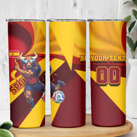 Personalized Spain Football Skinny Tumbler Spanish Soccer Team Flag Bull Mascot